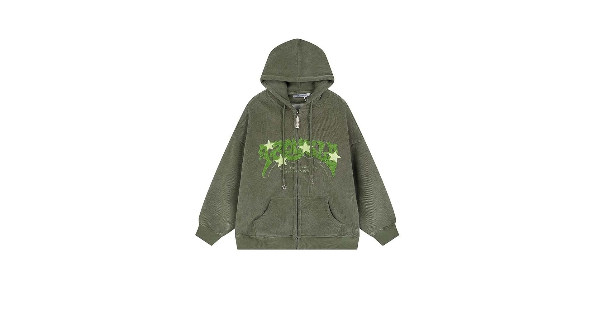 OATSBAS Y2K Zip Up Hoodie for Women Men Letter Print Star